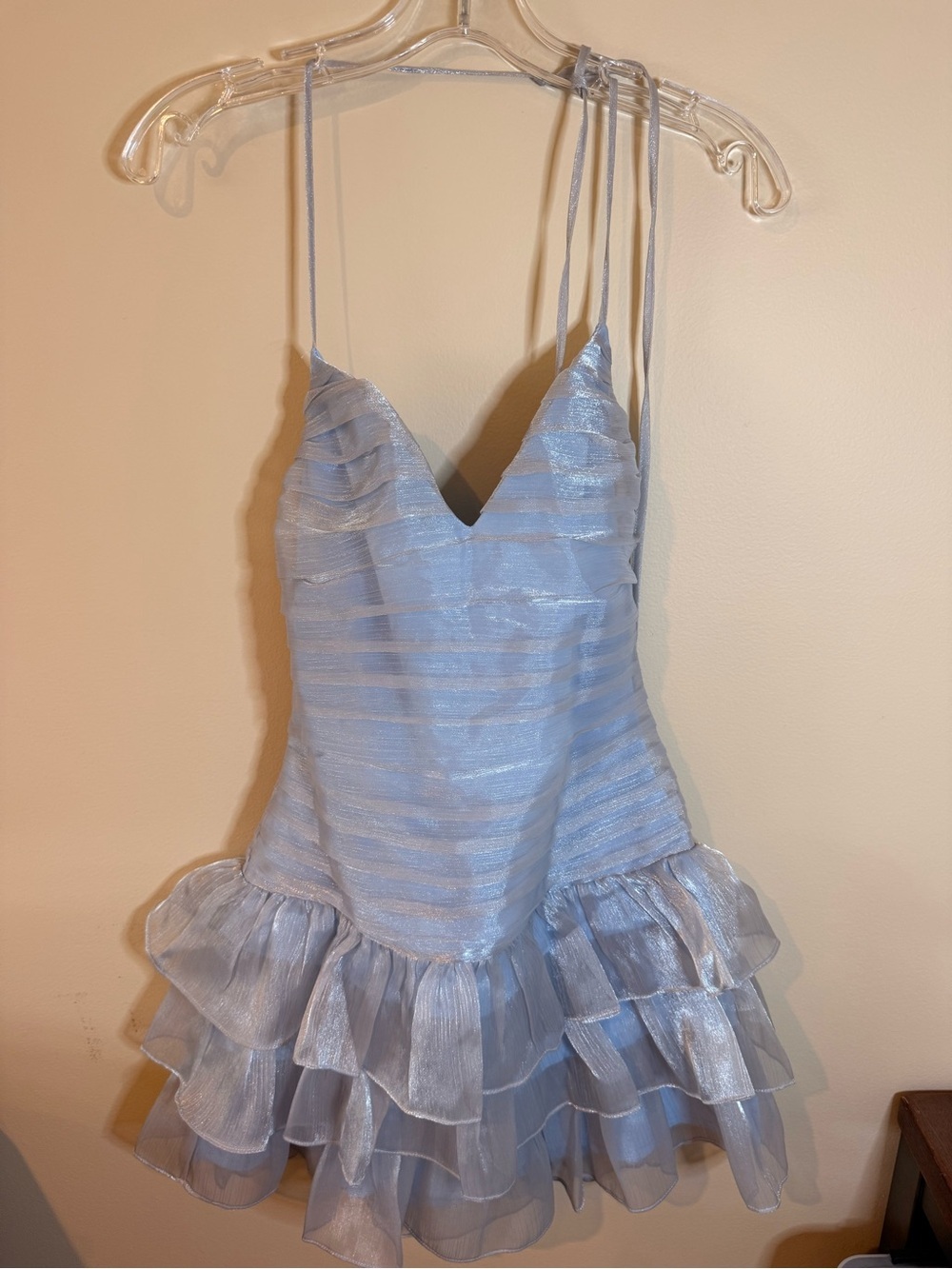 Hello Molly Light Blue Ruffle Tiered Mini Dress - Picture 2 of 7